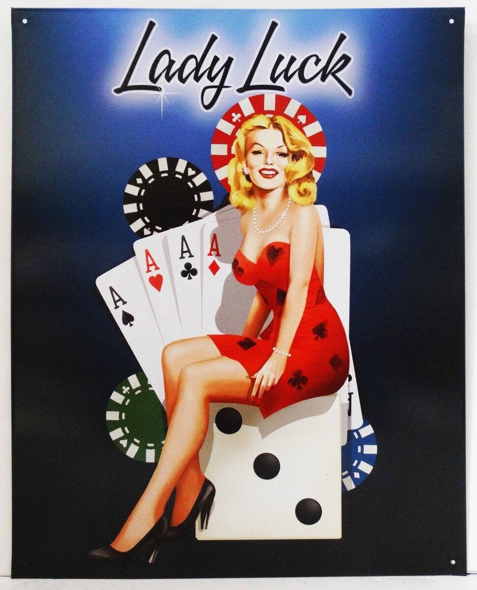 Lady Luck Casino Cards Pin UP Gambler Gambling Metal Sign | eBay