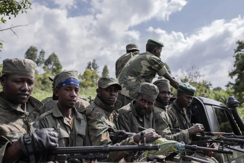 M23 rebels near Rumangabo military base, Congo, January 2023