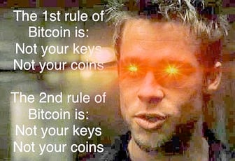A meme about "Not your keys, not your coins"