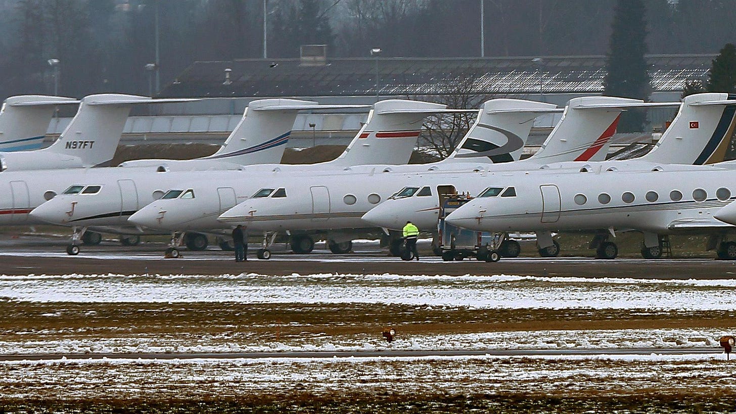 A thousand private jets whisk the world's elite to Davos forum