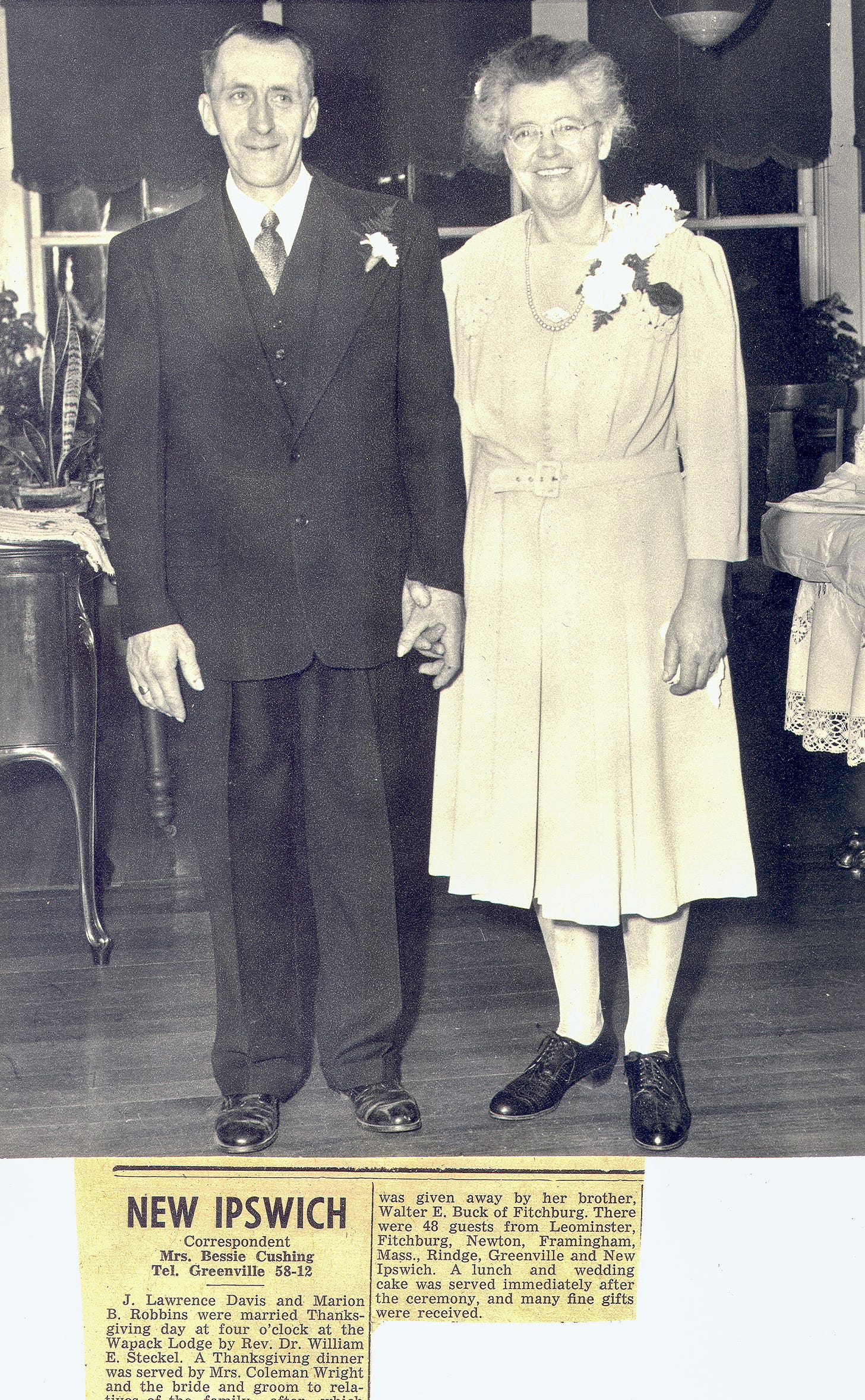 Wedding photo of J. Lawrence and Marion Robbins