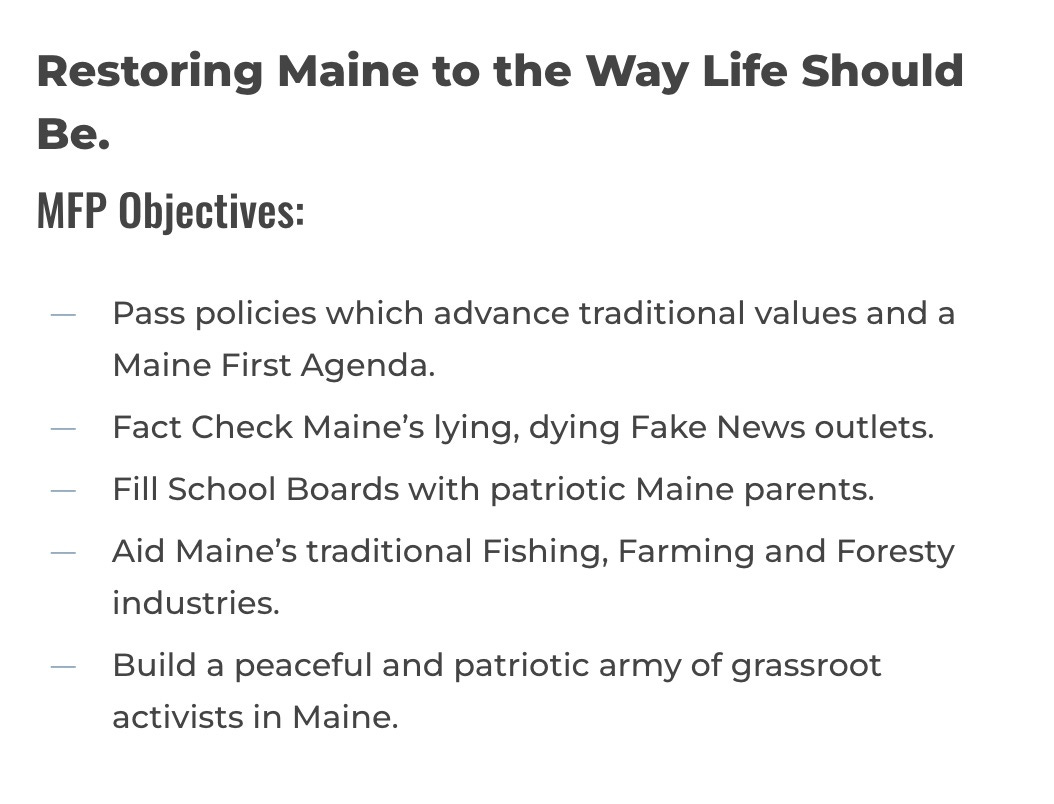 maine first project objectives screen shot