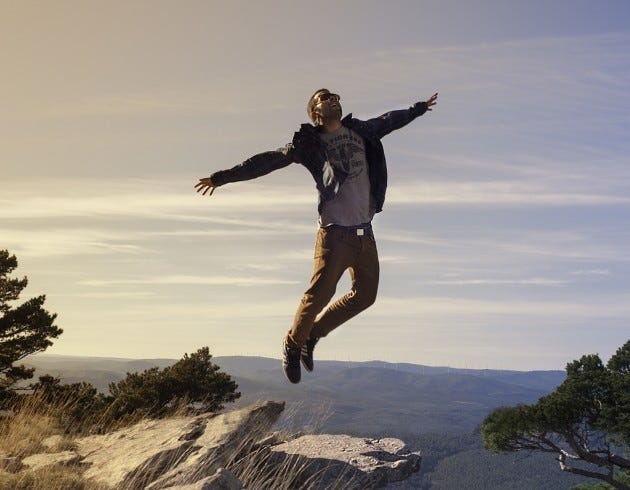 Man flying in the air