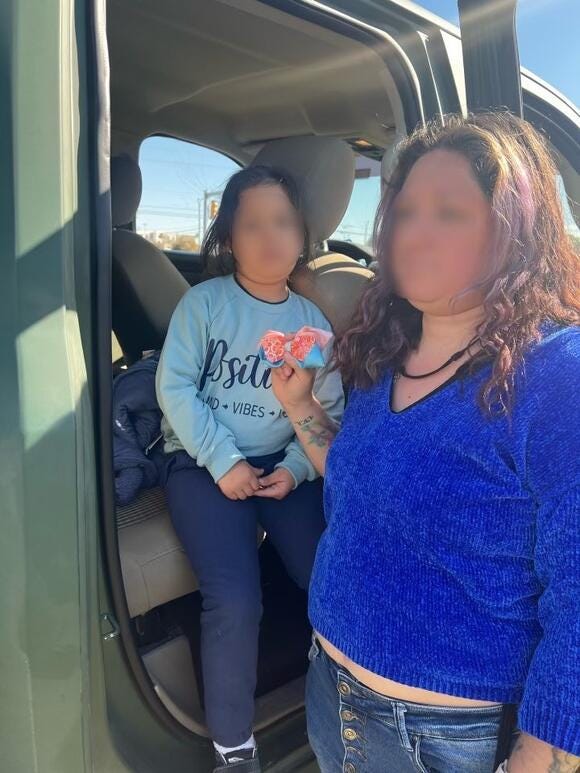 Migrant girl & mother being questioned by DPS