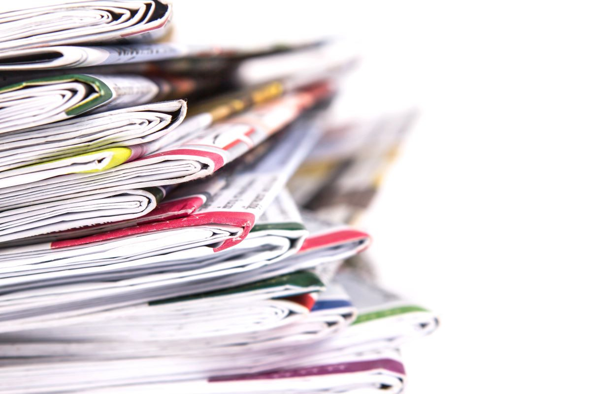 Stack of folded newspapers