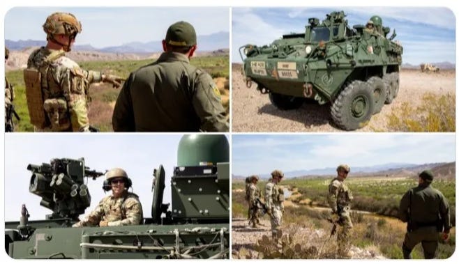 US Army Stryker crew & Border Patrol Agents in the “Big Bend” area of West Texas.