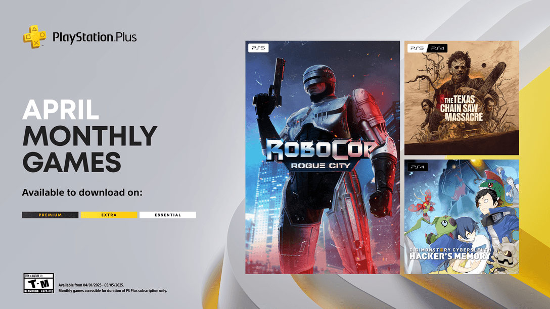 PlayStation Plus Monthly Games for April: RoboCop: Rogue City, The Texas Chain Saw Massacre, Digimon Story: Cyber Sleuth – Hacker’s Memory