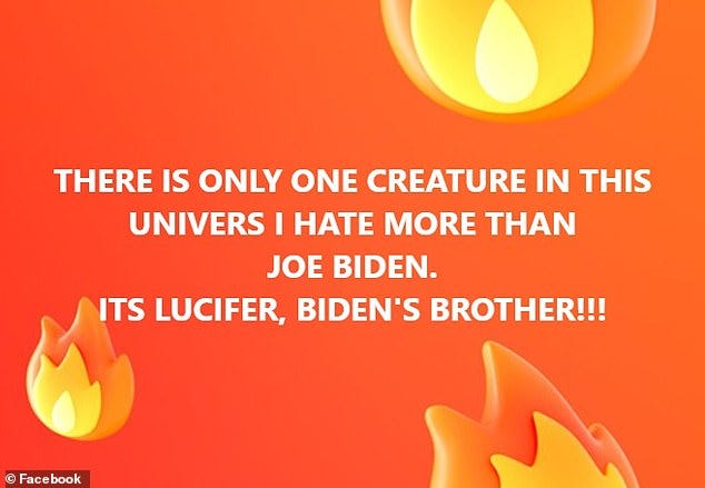 The page, which posted pro-Trump comments, also had more death threats against Biden's brother, Kamala Harris as well as Manhattan DA Alvin Bragg