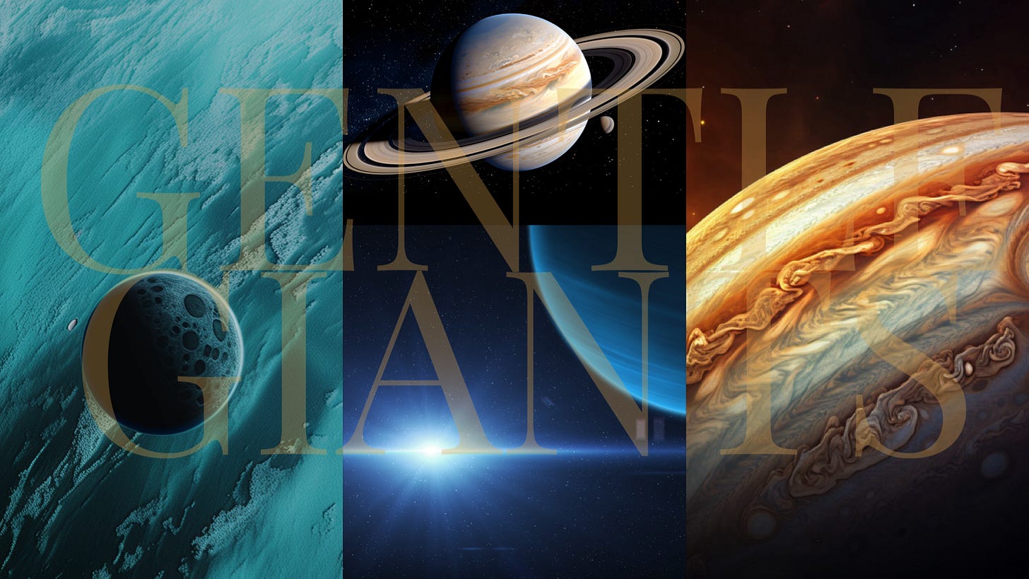 Montage of gas giant imagery created with Adobe Express.