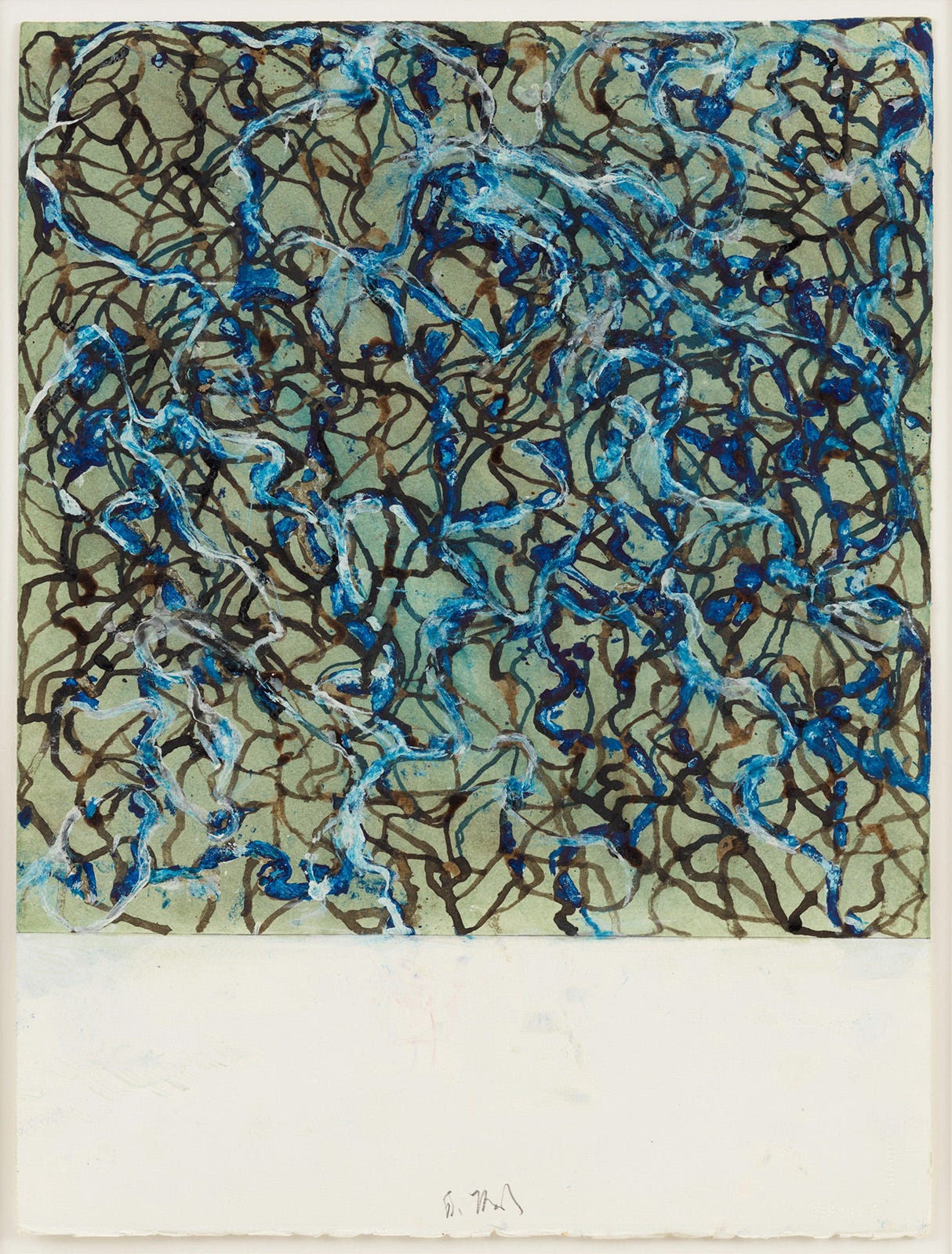 Brice Marden, 15 x 15 12, (Kremer inks and Kremer white shellac ink on Arches paper; 20 x 15 in), 2015-2017 [© 2025 Estate of Brice Marden / ARS, New York. Photo: Maris Hutchinson. Courtesy the Estate of Brice Marden and Gagosian]. Exhibition: Brice Marden: Works on Paper, Gagosian, Paris, June 14 – August 2, 2025
