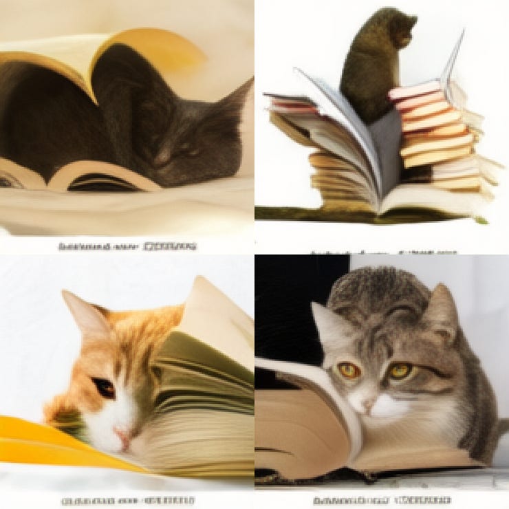 A confused cat reading a book