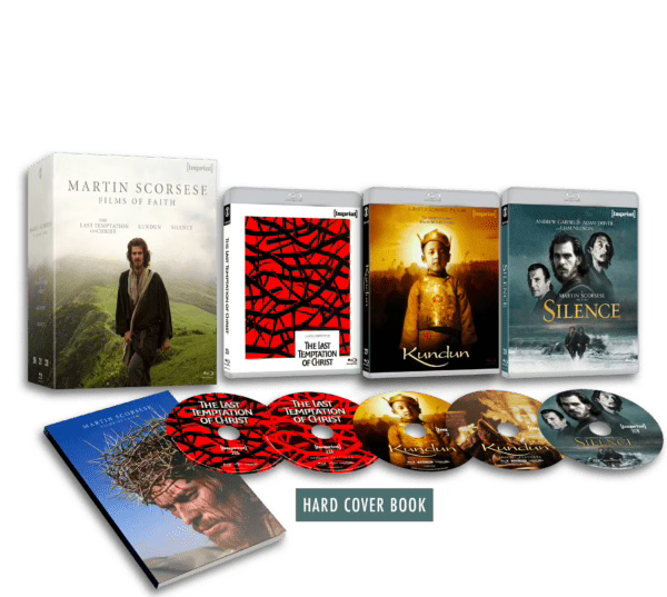 Pack shot for the 2024 Blu-ray collection, Martin Scorsese: Films of Faith