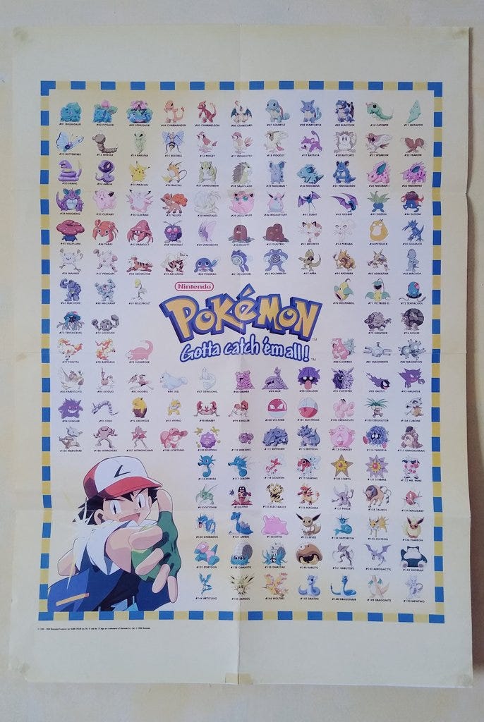 Gotta Catch Em’ All Pokémon poster featuring the first one hundred and fifty Pokémon