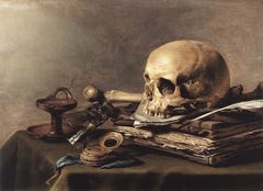 Still Life with a Skull and a Writing Quill" Pieter Claesz - Artwork on  USEUM