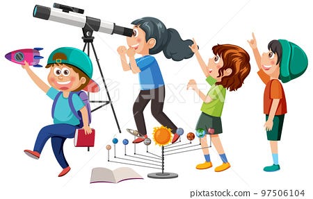 Kids observing through telescope - Stock Illustration [97506104] - PIXTA