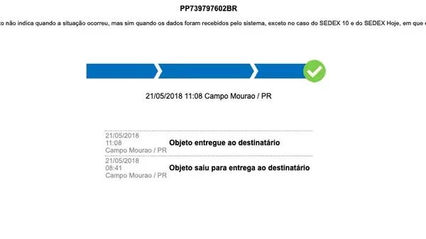 Sua encomenda saiu para a entrega