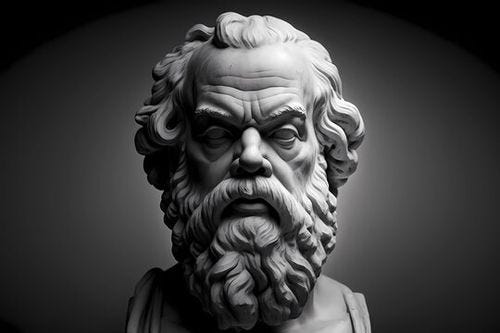 Socrates, Greek philosopher from Athens, founder of Western philosophy. Generative AI.