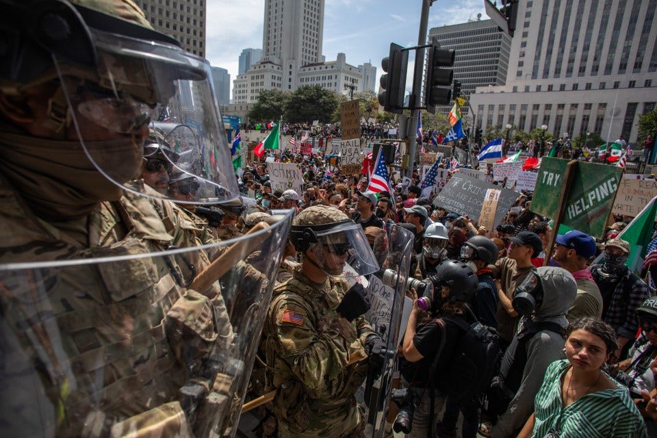 Protest in Los Angeles against President Trump.