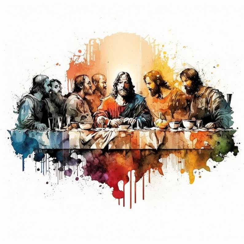 Jesus' Last Supper in Watercolor image 1