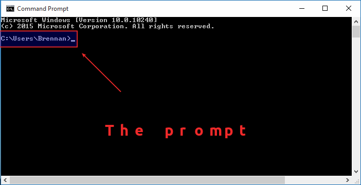 Screen capture of the prompt of cmd.exe