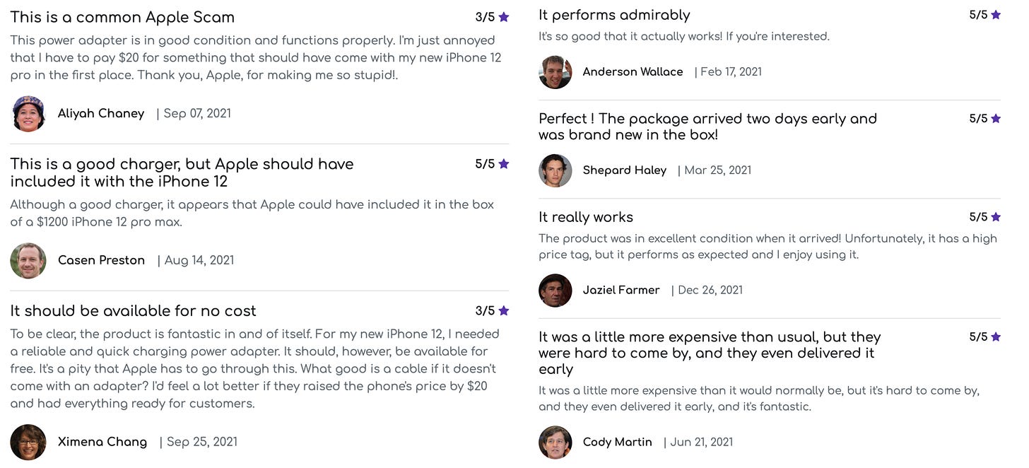 product reviews on overeview.io from "reviewers" with GAN-generated faces