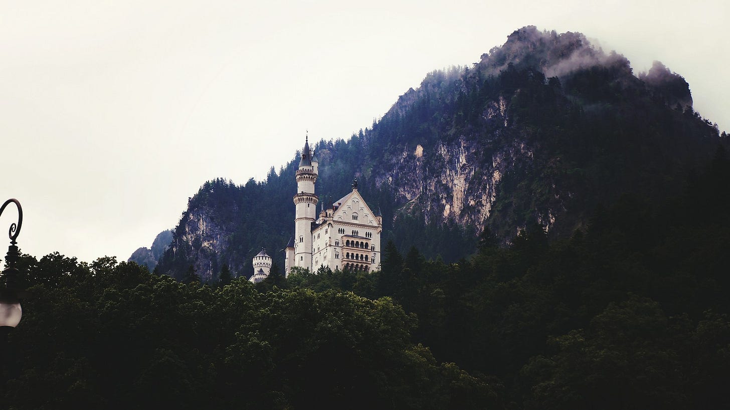 Fairytale French castle in forest