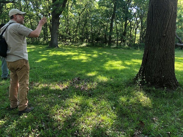 A person standing in a grassy area

Description automatically generated