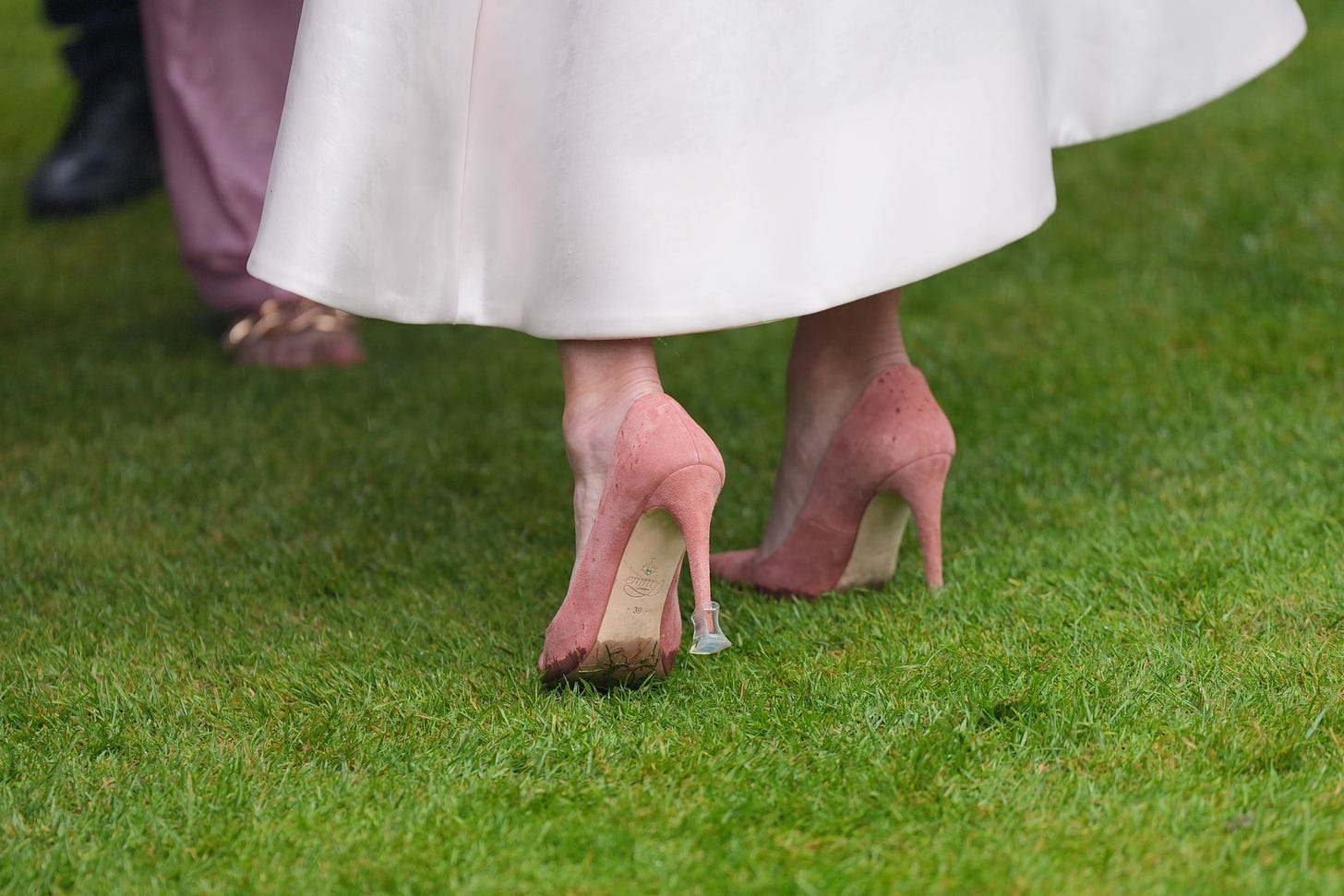 Close-up of Zara Tindall's heel protectors