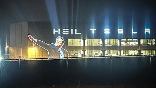 Heil Tesla": Controversial Image Of Elon Musk Displayed On Tesla Factory In  Germany