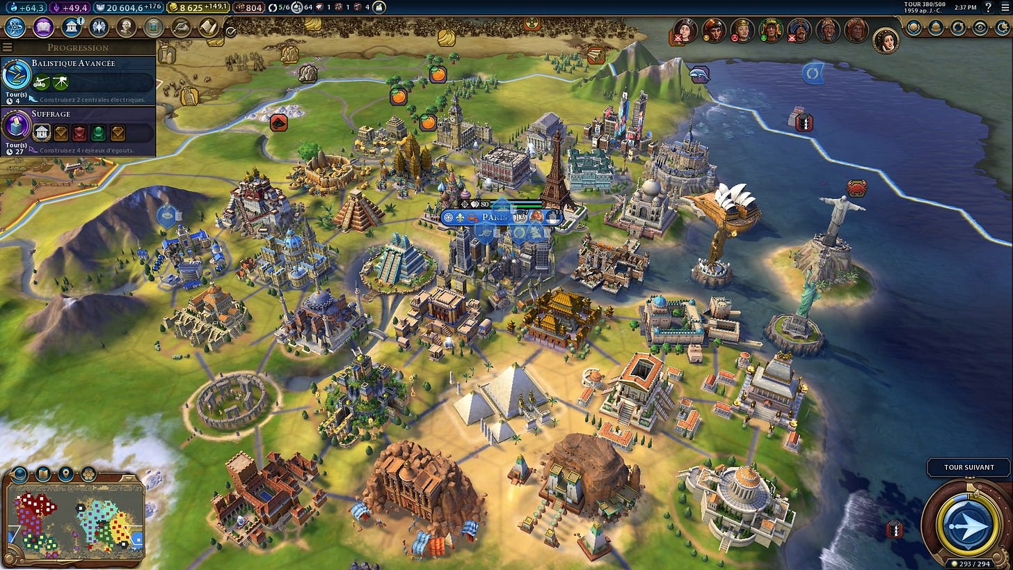 r/civ - 34 wonders city. (Amazing yields! Ok, maybe not…)