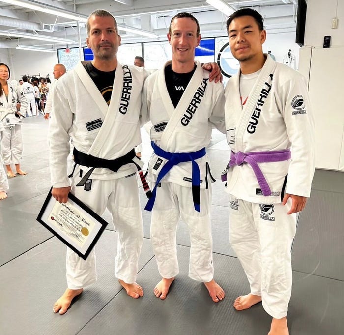 Look Out, Musk: Zuckerberg Is Now a Blue Belt in Jiu-Jitsu - Business  Insider