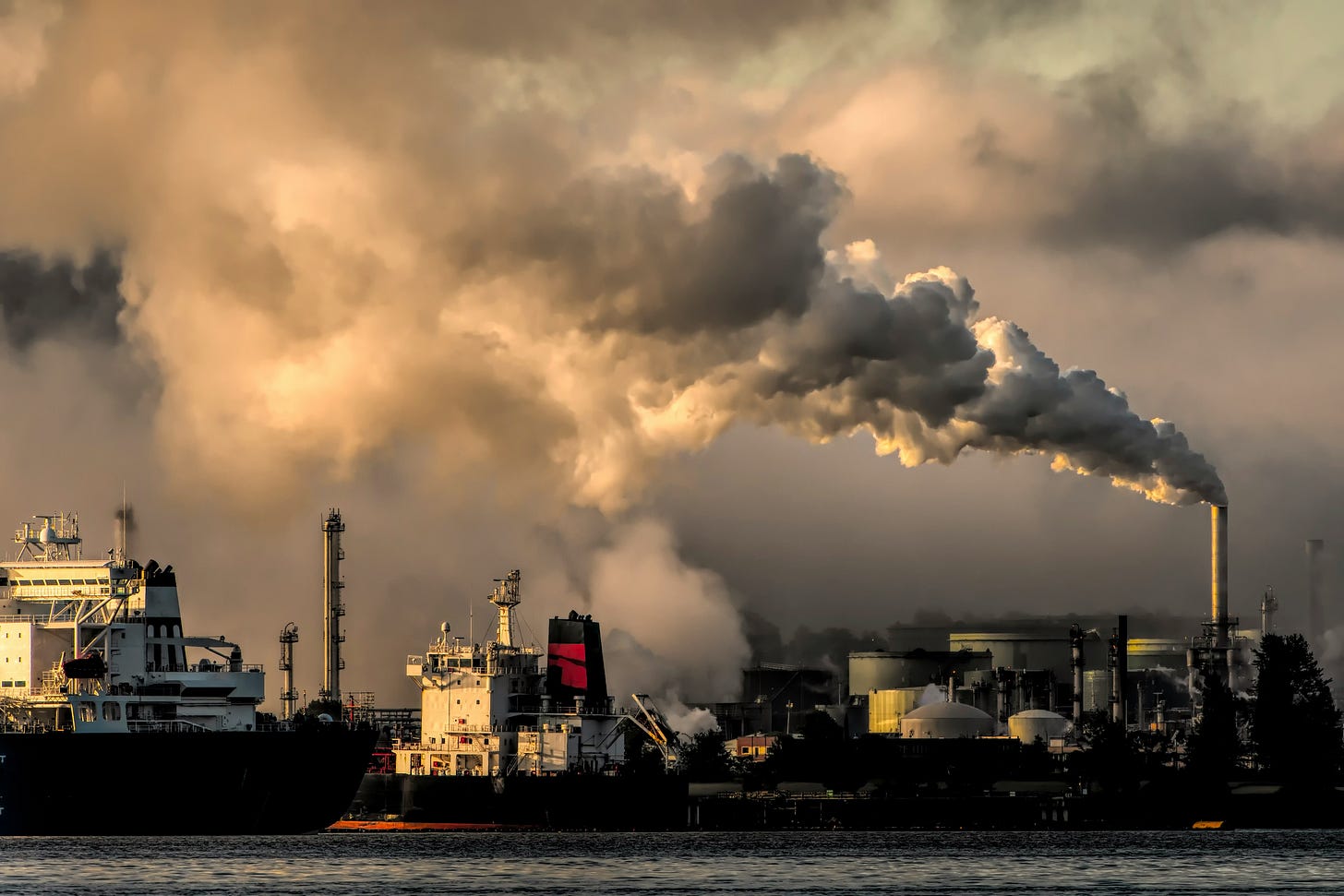 Image of ships emitting smoke Image of ships emitting smoke