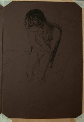 Male charcoal drawing in progress