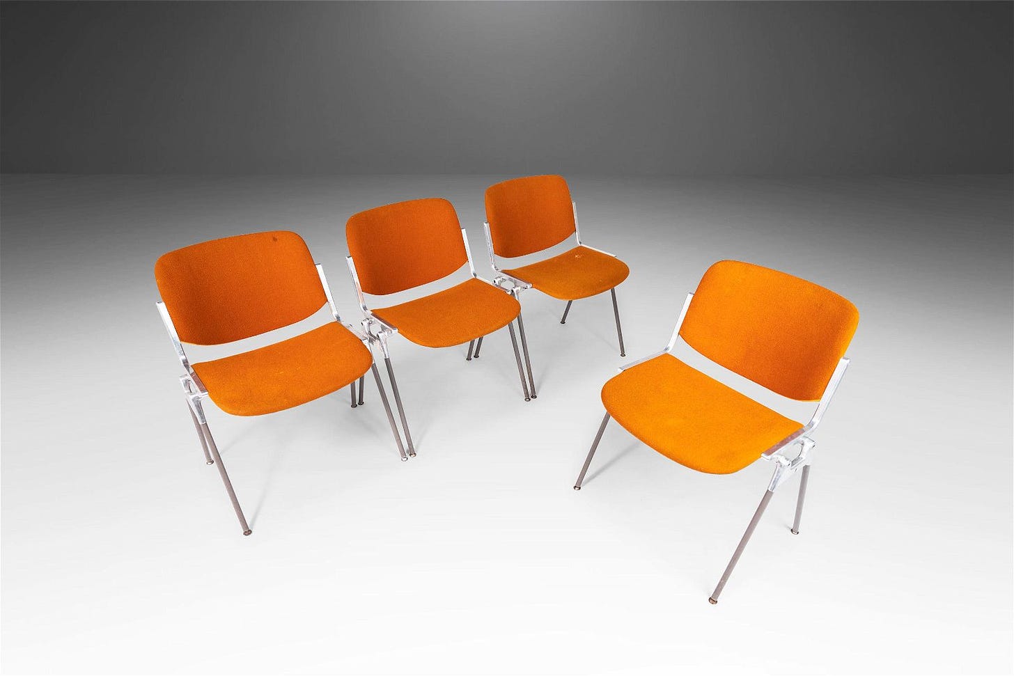 Set of Four (4) Giancarlo Piretti Model 106 Stackable Dining Chairs for Castelli in Burnt Orange