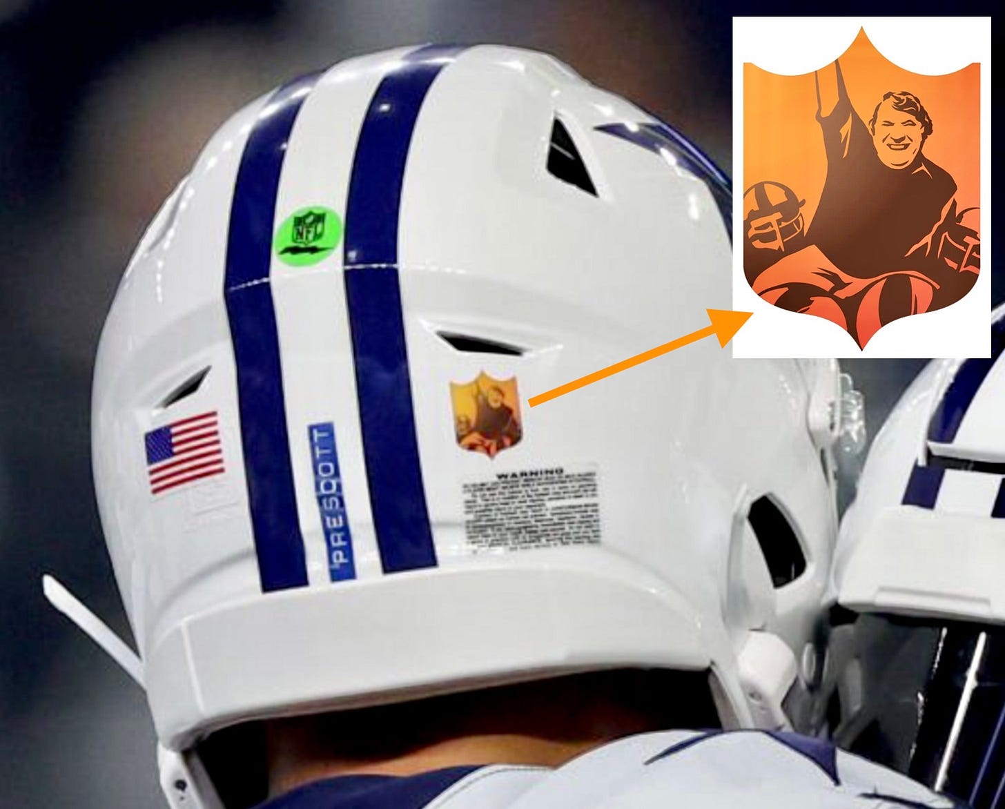 The NFL's John Madden's Thanksgiving day helmet decal on the back