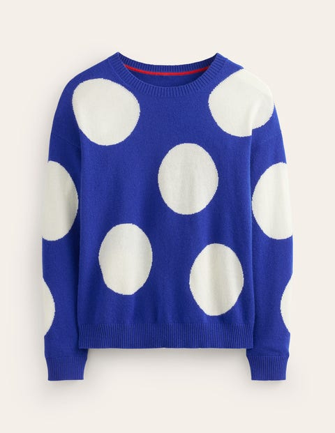 Lydia Cashmere Sweater - Surf The Web Blue, Spots