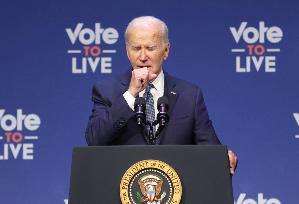 Biden clears his throat as he speaks at a 2024 Prosperity Summit Tuesday, July 16, 2024.