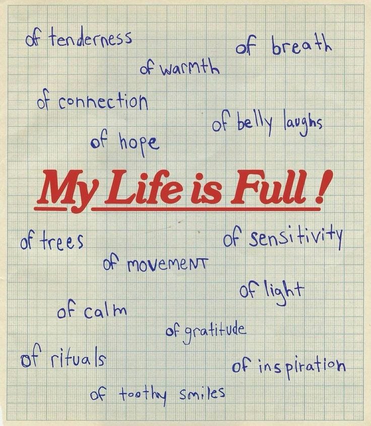 This may contain: a piece of paper with writing on it that says, my life is full of feelings