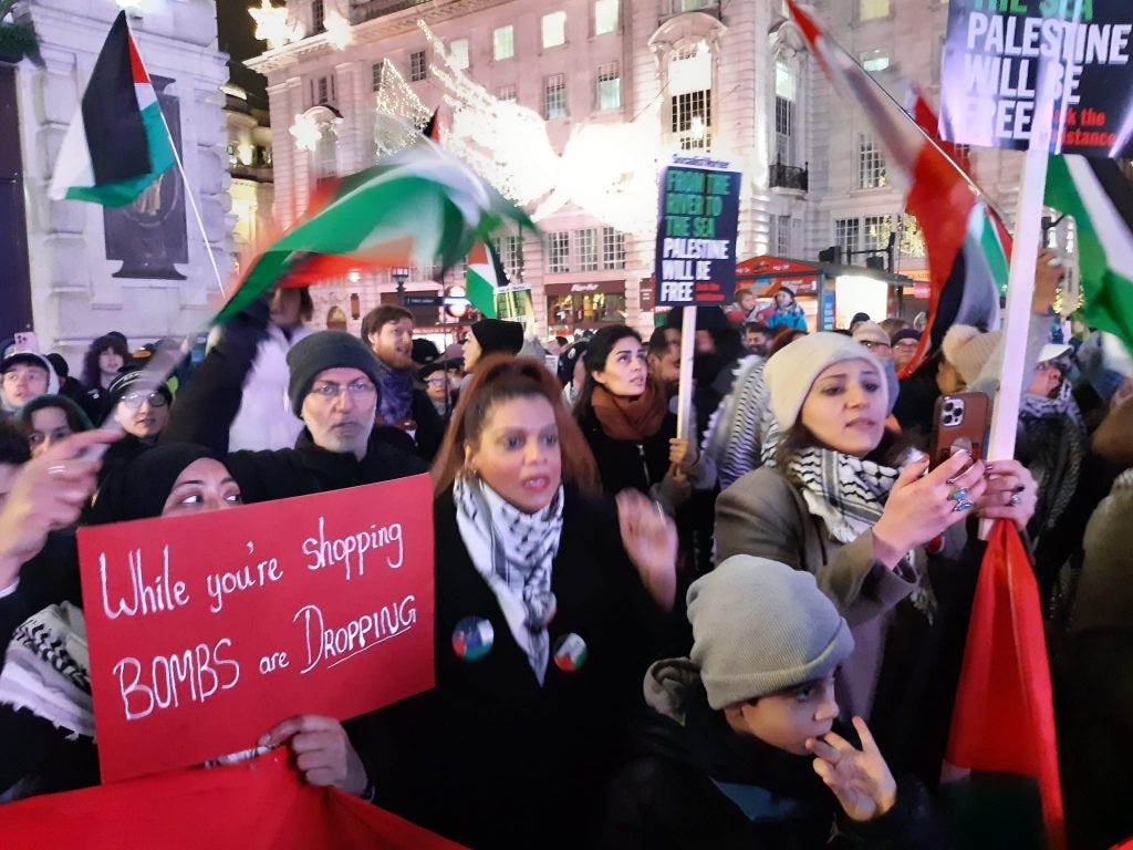 Anger on the streets of London over Israel's massacre at Kamal Adwan Hospital 