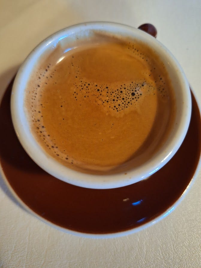 A cup of espresso at Lazy Susan’s in Cannon Beach, Oregon June 2024 A cup of espresso at Lazy Susan’s in Cannon Beach, Oregon June 2024