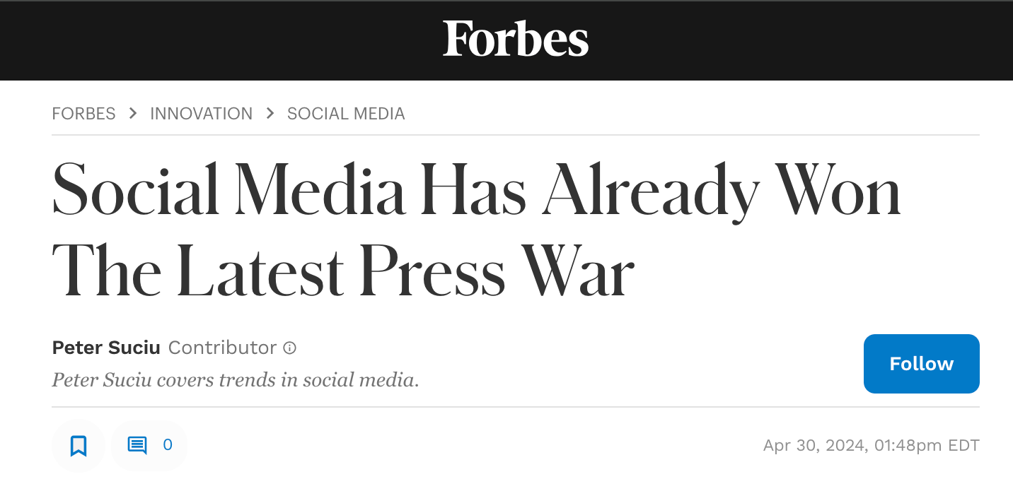 Social Media Has Already Won The Latest Press War