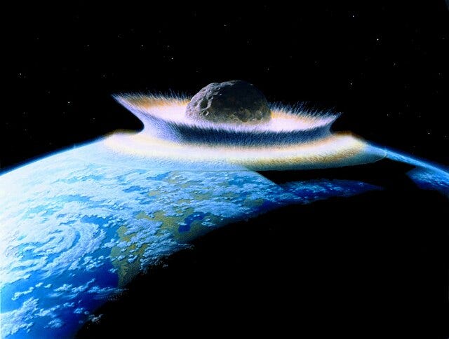 Artist's impression of a 1000km-diameter planetoid hitting a young Earth