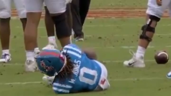 Ole Miss running back Matt Jones appeared to fake an injury during Saturday's game against Kentucky.
