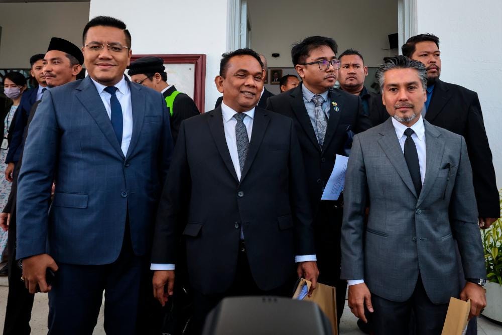 GEORGE TOWN, March 6 -- Four Members of the State Legislative Assembly (ASSEM) of Parti Pribumi Bersatu Malaysia (Bersatu) (from left) Dr Afif Bahardin (Seberang Jaya), Zolkifly Md Lazim (Teluk Bahang), Zulkfili Ibrahim (Sungai Acheh) and Khaliq Mehtab Mohd Ishaq (Bertam) was ordered to leave the State Legislative Assembly (DUN) session this afternoon. BERNAMAPIX