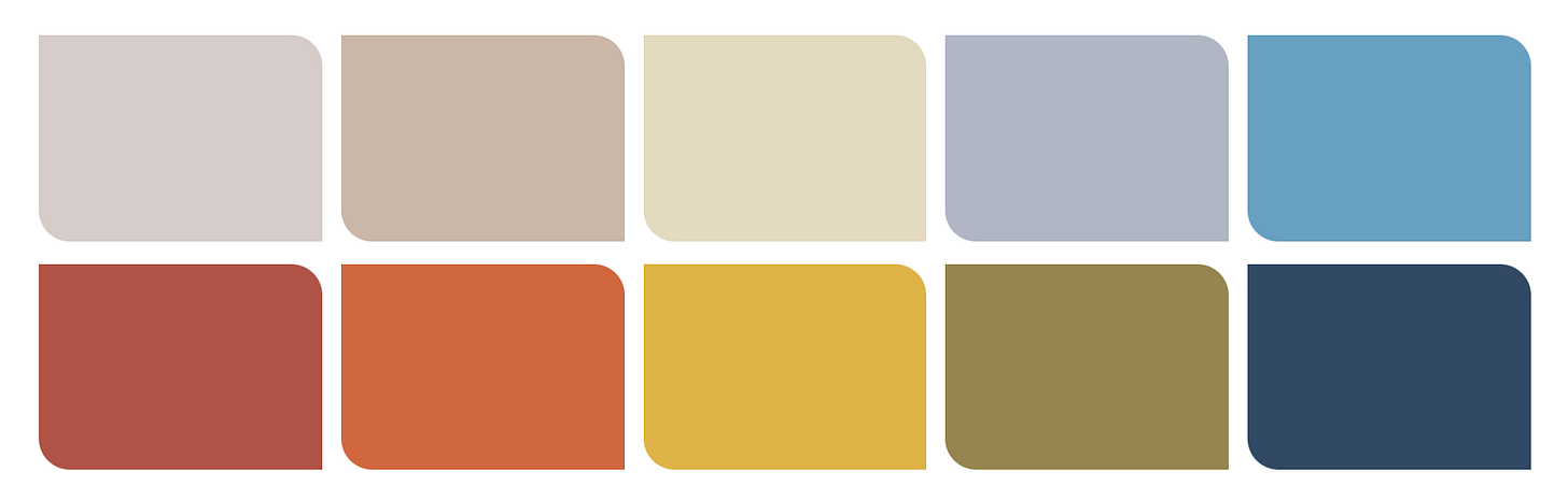 Selection of colours which fits with the bold colour story for Dulux