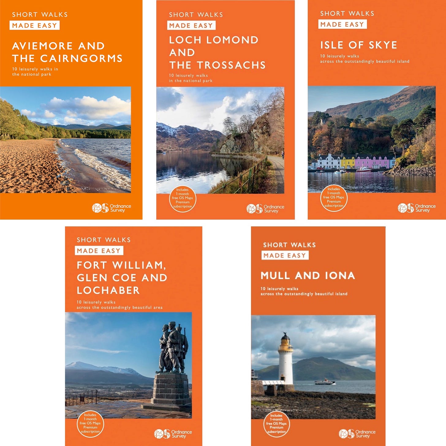 Front covers of five Short Walks Made Easy titles written by Felicity Martin