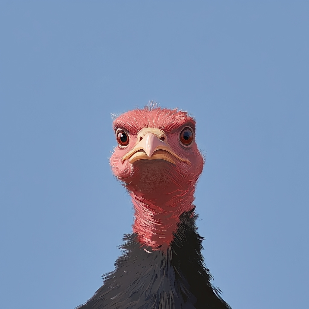 Illustration of cartoonish grumpy turkey