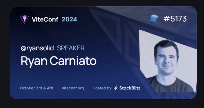 Ryan Carniato is speaking at ViteConf!