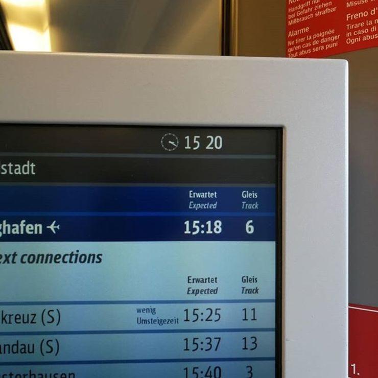 On a recent trip to a Berlin Airport I discovered that DB trains can time travel