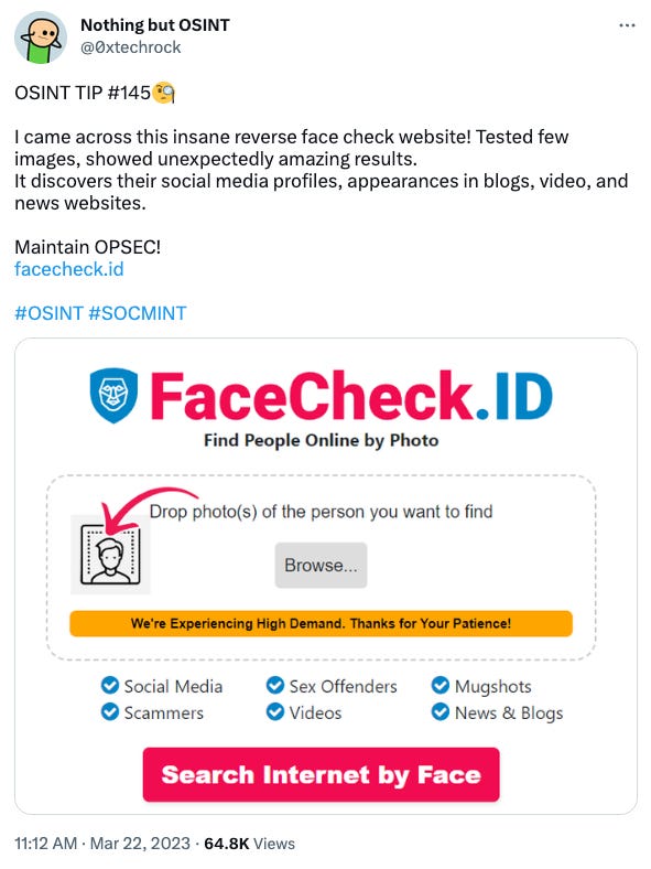 FaceCheck ID, Reverse Image